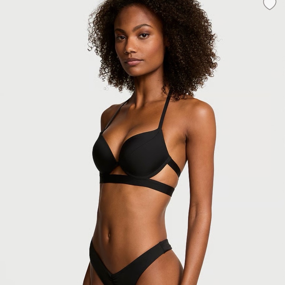 NEW Victoria's Secret hottie halter Black swim Top